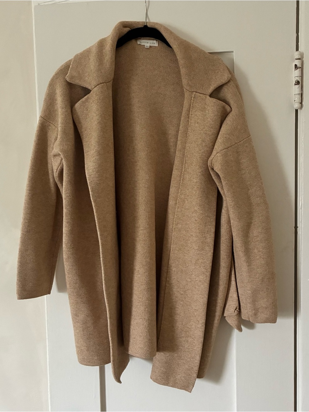 Open-Front Cozy Camel Cardigan Coat